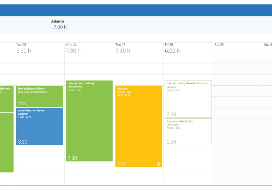 Time Calendar for easy time tracking - PlanMill.com